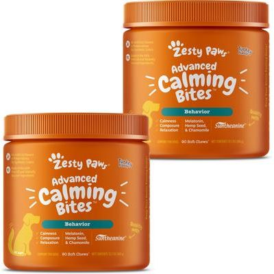Advanced Hemp Melatonin Calming Bites Turkey Flavored Soft Chews Composure Supplement for Dogs, 20 count