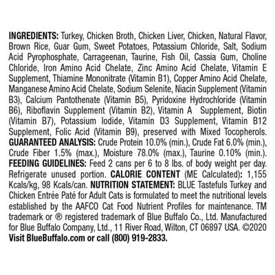 Comida húmeda para gatos Tastefuls Natural Pate Turkey & Chicken Entree, lata de 3 oz, caja de 12