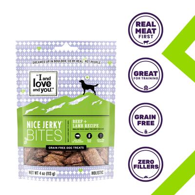 Nice Jerky Bites Beef and Lamb Grain-Free Dog Treats, 4-oz bag
