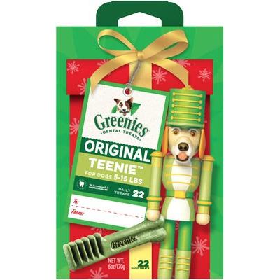 Greenies Original Holiday, premios dentales para perros adultos, sabor pollo, talla Teenie, 22 unidades