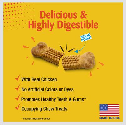 Bundle: Nylabone Nubz Large Chicken Treats, 16 count + Power Chew Pretzel Chew Toy