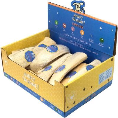 Golosinas masticables de búfalo Horn Core con revestimiento de miel natural, sin cereales, para perros, 15 unidades