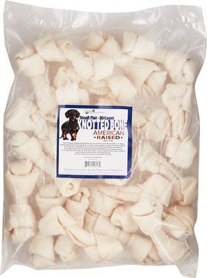 Flat Knotted Rawhide Bone Dog Treat, Large, 8 count