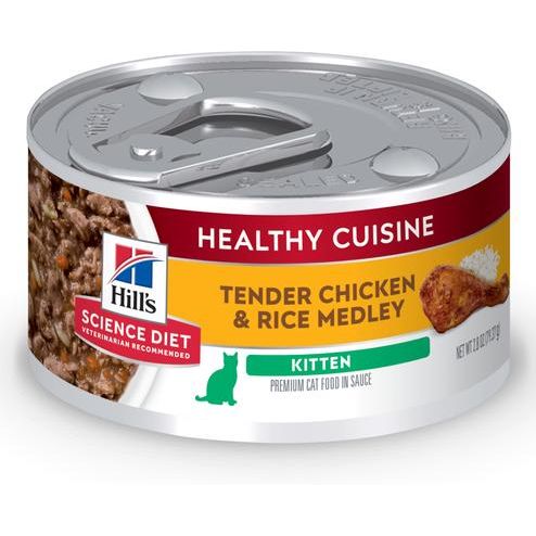 Kitten Healthy Cuisine Tender Chicken & Rice Medley Wet Cat Food, 2.8-oz can, case of 4