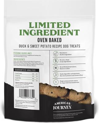 Receta de pato y batata, premios para perros con ingredientes limitados, bolsa de 14 oz