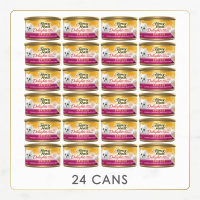 Delights with Cheddar Grilled Chicken & Cheddar Cheese Feast in Gravy Canned Cat Food, 3-oz, case of 24