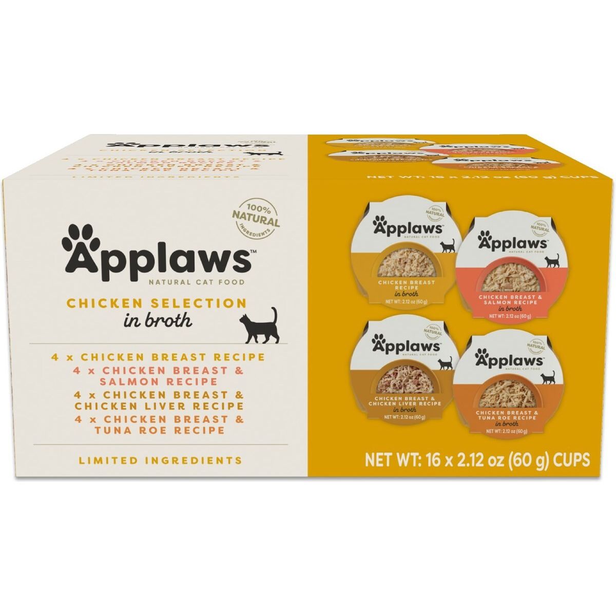 Alimento Húmedo, Pollo Broth Selection Grain Free en Broth. 60 g, caja de 16. - Applaws