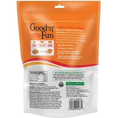 Masticables para perros Double Pops de triple sabor con cerdo, pollo y ternera, bolsa de 5.5 oz