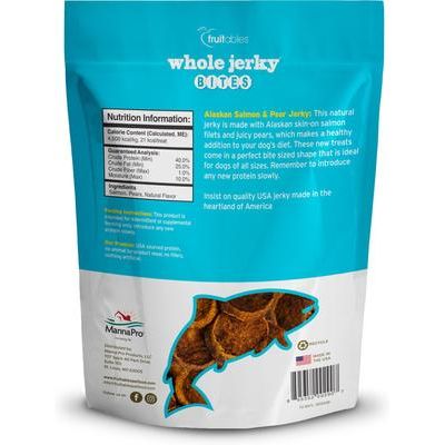 Bocados de cecina entera de salmón de Alaska y pera para perros, bolsa de 5 oz