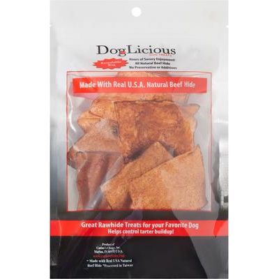 Papas fritas de cuero crudo con sabor a carne DogLicious, bolsa de 3 oz