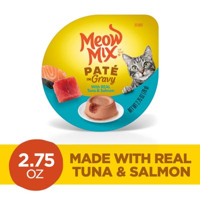 Pate in Gravy with Real Tuna & Salmon Wet Cat Food, 2.75-oz cup, case of 12