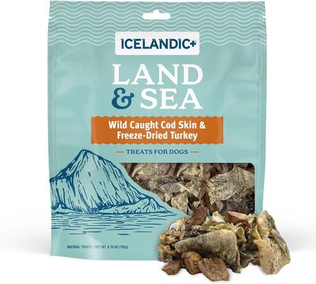 Land & Sea Cod Skin & Turkey Freeze-Dried Dog Treats, 2.4-oz bag