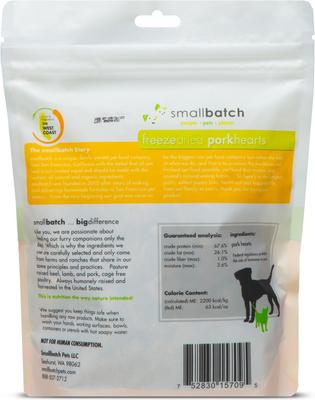 Premios liofilizados para perros y gatos adultos Pork Hearts Grain-Free, bolsa de 3.5 oz