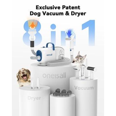 Pet Grooming Vacuum, Adjustable Blow Dryer & Clipper Grooming Kit