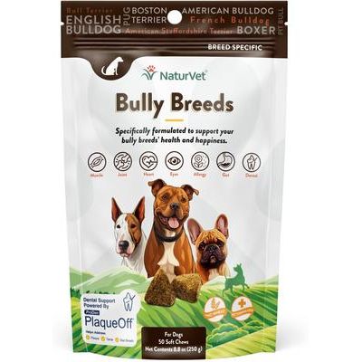 NaturVet, Breed Specific Bully Breeds, suplemento integral para perros tipo Bully, 50 masticables