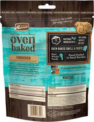 Golosinas para perros Turducken horneadas con pavo, pato y pollo auténticos, bolsa de 11 oz