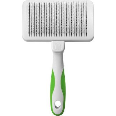 Self-Cleaning Dog Slicker Brush, Green/White