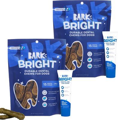 Bright Durable Dental Kit: Small Mint Flavored Dental Dog Treats + Chicken & Thyme Flavored Dog Dental Gel, 15 count, 1.9-oz gel