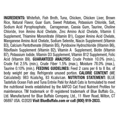 Comida húmeda para gatos Tastefuls Natural Pate Ocean Fish & Tuna Entree, lata de 3 oz, caja de 12