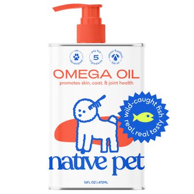 Native Pet, Omega Oil, Salmón + Abadejo + Germen de Trigo + Biotina para Piel, Pelaje y Articulaciones, Perros, 89 / 237 / 473 / 946 ml