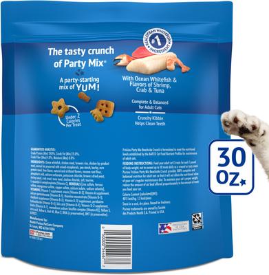 Party Mix Beachside Crunch Ocean Whitefish & Seafood Flavor Crunchy Cat Treats, 30-oz bag