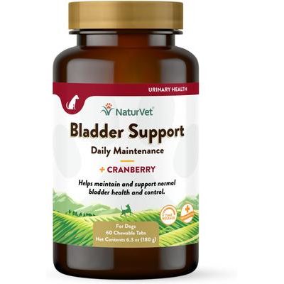 NaturVet, Bladder Support Chewable Tablets, control urinario con arándano, sabor tocino ahumado, 60 tabletas