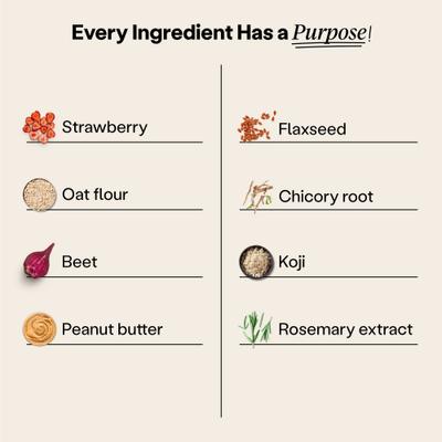 Snacks crujientes de proteína para perros con sabor a fresa y remolacha Koji, bolsa de 5 oz