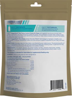 C.E.T. VeggieDent Flex + Masticables dentales para la salud articular para perros extra pequeños (menos de 5 kg), 30 unidades