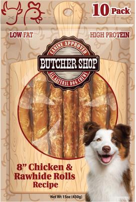8-in Chicken & Rawhide Rolls Recipe Dog Treat, 10-oz bag