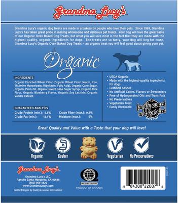 Golosinas horneadas con arándanos orgánicos para perros, bolsa de 14 oz