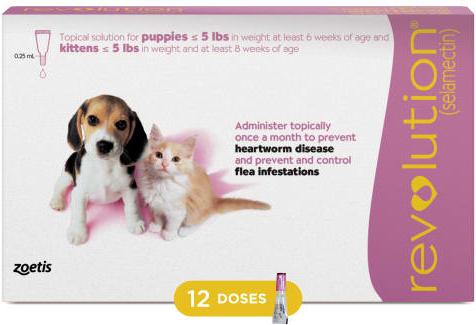 Topical Solution for Kittens & Puppies, under 5 lbs, (Mauve Box), 3 Doses (3-mos. supply)