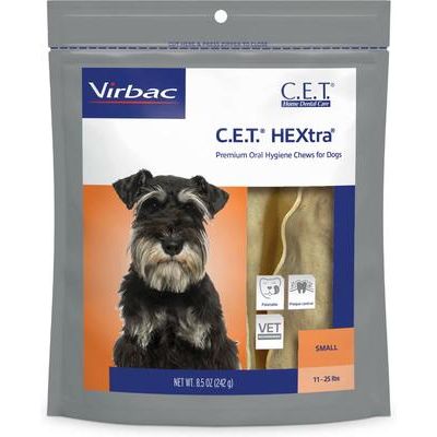 Paquete: Virbac C.E.T. HEXtra para perros medianos + Masticables dentales para perros grandes