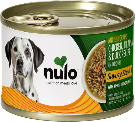 Ancient Grain Savory Stew Puppy & Adult Beef & Seabass Wet Dog Food, 6-oz can, 8 count