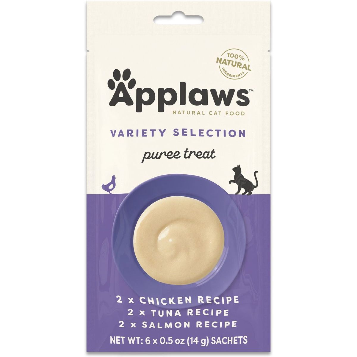 Treats para Lamer, Variety Puree Selection Lickable. 14 g, caja de 6. - Applaws