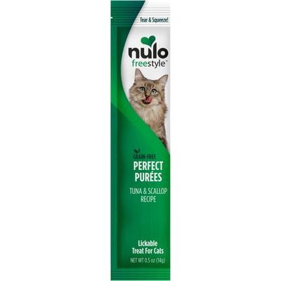 Nulo, FreeStyle Perfect Purées Tuna & Scallop, premio cremoso con prebióticos para gatos, Atún + Vieira, 14 g × 48 tubos