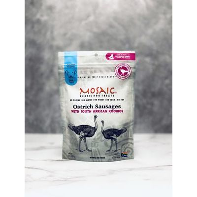 Salchichas de avestruz sudafricanas con infusión de buchu, premios para perros, bolsa de 85 g