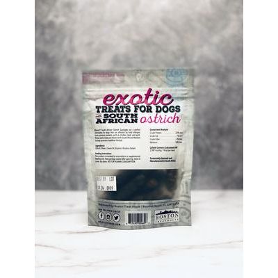 Salchichas de avestruz sudafricanas con infusión de rooibos, premios para perros, bolsa de 85 g