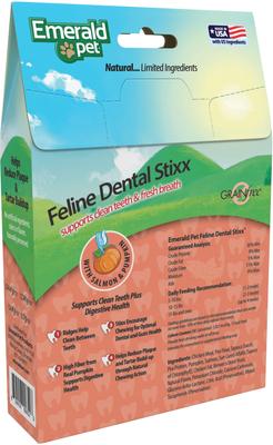 Golosinas dentales para gatos Feline Dental Stixx con salmón y calabaza, sin cereales, bolsa de 3.6 oz