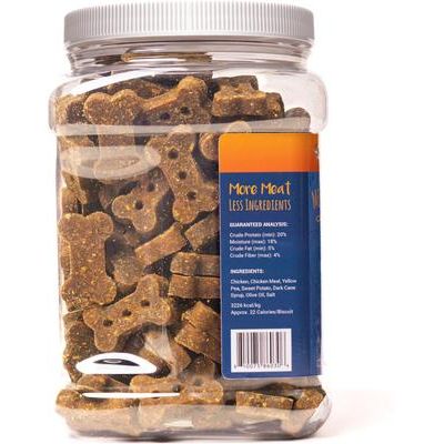 Golosinas crujientes de pollo Better Biscuit para perros, frasco de 2 lb