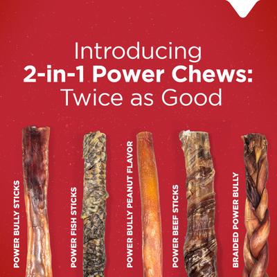 Power Peanut Butter Bully Sticks Dog Treats, 12-in, 1 count