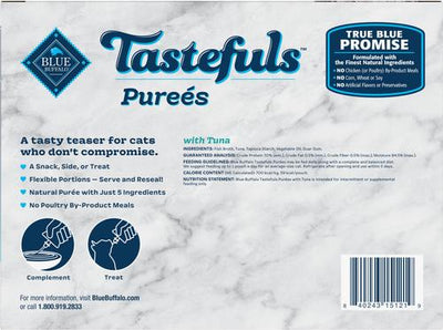 Comida húmeda para gatos Tastefuls Adult Natural Purees con atún, bolsa de 3 oz, caja de 12
