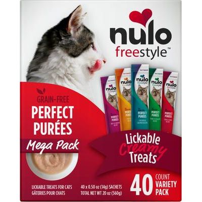 Freestyle Perfect Purees - Premios para lamer sin cereales con receta de atún y vieiras para gatos, 0.5 oz, caja de 48