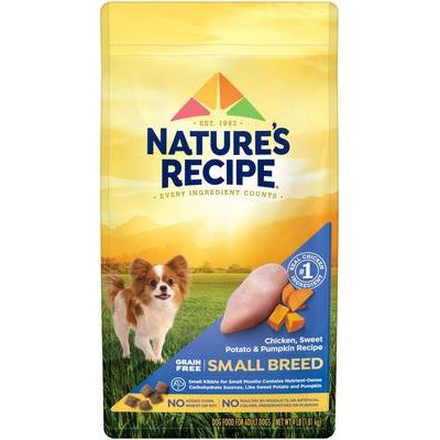 Alimento seco para perros de razas pequeñas sin cereales con pollo, batata y calabaza (bolsa de 5,5 kg)