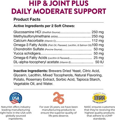 Hip & Joint Plus Omegas Soft Chews Joint Supplement for Cats & Dogs, 120 count