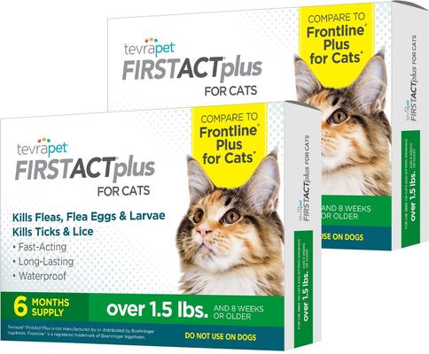 Tratamiento contra pulgas y garrapatas FirstAct Plus para gatos de más de 1,5 lb, 6 dosis