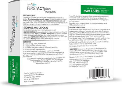 Tratamiento contra pulgas y garrapatas FirstAct Plus para gatos de más de 700 g (12 dosis)