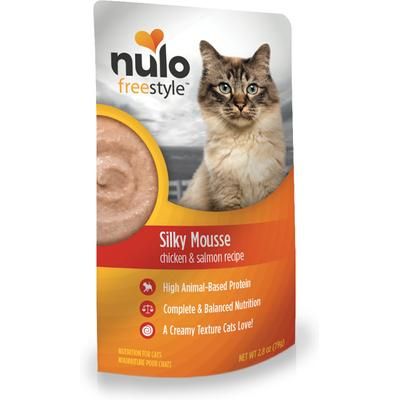 Nulo, FreeStyle Silky Mousse Chicken & Salmon, mousse húmedo sin granos para gatos, Pollo + Salmón, 79 g × 24 bolsas