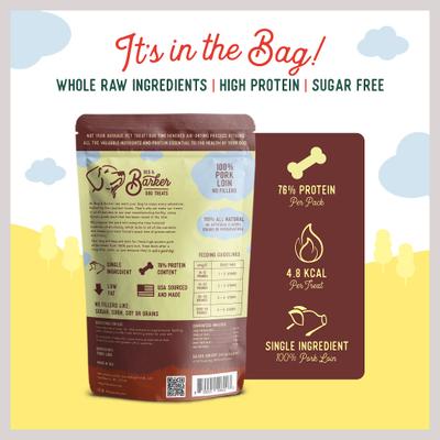 Tiras de lomo de cerdo para perros, premios de cecina, bolsa de 10 oz