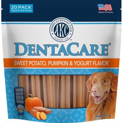 AKC Dentacare - Premios dentales para perros con sabor a mantequilla de cacahuete, grandes, 15 unidades