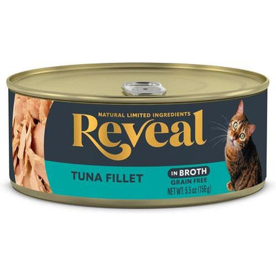 Alimento húmedo para gatos de filete de atún en caldo, sin cereales y con ingredientes naturales limitados, 5.5 oz (caja de 12 unidades)